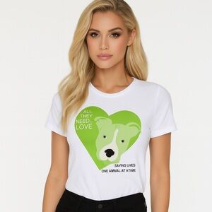 Bella “All They Need Is Love” Tee — Size M (Dog Rescue Graphic)